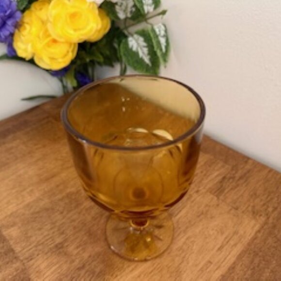Vintage Bartlett Collins Amber Glass Goblet – 14 oz‎ Stemmed Wine Glass - Picture 3 of 7